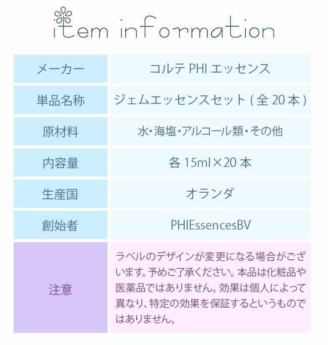 フラワーエッセンス コルテPHIエッセンス ジェムエッセンス ジェムエッセンス 全20本セット bloomolt-10002644 フラワーエッセンスのbloomolt サンプル画像3