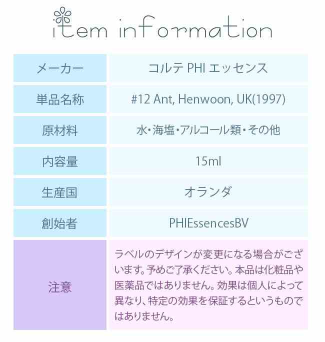 フラワーエッセンス コルテPHIエッセンス クロップサークルエッセンス #12 Ant, Henwoon, UK 1997