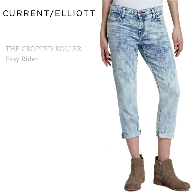 【商品名】 CURRENT ELLIOTT （カレントエリオット） The Cropped Roller Easy Rider &nbsp; 【取扱いブランド】 ・Cheap Monday（チープマンデー） ・Current/Elliott（カレントエリオット） ・Decades Denim（ディケイズデニム） ・Earnest Sewn（アーネストソーン） ・Genetic Denim（ジェネティックデニム） ・Habitual（ハビチュアル） ・J Brand（ジェイブランド・ジェーブランド） ・JET（ジェット） ・JETLAG（ジェットラグ） ・Loomstate（ルームステイト） ・Notify（ノーティファイ） ・Pierce Jeans（ピアースジーンズ） ・Red Engine（レッドエンジン） ・Rogan（ローガン） ・Raven Denim（レーベンデニム） ・Siwy（シィーウィー） ・The ProportionofBlu（プロポーションオブブル）Current/Elliott (カレント・エリオット） 2008年にLAでEmily CurrentとMeritt Elliottの女性2人で立ち上げたヴィンテージ感覚のデニム中心としたブランド。アメリカンクラッシックジーンズをベースにモダンなデザイン、カットそしてフィット感を取り入れた時代を超えたデニムファッションを創造しています。学生時代からスタイリストとして活動していたセンスを元に、クライアントの要望に応じてオリジナルデニムを制作したことがこの世界へ入るきっかけとなりました。高品質の日本製デニムを使用したり、ヴィンテージ加工を1本1本手作業で施したりと、こだわりの仕上がりは世界中のセレブにも絶賛されています。Boyfriendジーンズを代表にトップス、ジャケットまで幅広いコレクションを展開しています。 THE CROPPED ROLLER EASY RIDER 　 The Cropped Roller Easy Rider スタッフ試着 / 身長：162cm　体重48kg　試着サイズ：24inch(上画像）/25inch（下画像） [Size infomation] 腰周り 前股上 後股上 ヒップ周り わたり幅 股下(2roll up) 裾幅 23inch 70 20 28 82 25 57 14 24inch 72 20.5 29 85 26 57 14 25inch 74 21 29.5 88 27 57 15 26inch 77 22 30 91 27.5 57 16 27inch 79 23 30.5 93 28 57 16 28inch 81 23.5 31 95 29 57 16 ※インポートジーンズはハンドメイドの部分が多くございますので、1本1本に多少の誤差がございます。予めご了承ください。 ※平置きで測っております。詳しいサイズの見方はこちら 商品詳細 / Item Information ブランド名 CURRENT ELLIOTT　カレントエリオット 商品名 THE CROPPED ROLLER Easy Rider カラー Easy Rider /ブリーチ系インディゴブルー スタイルNo. 1514-0400 素材 90% Cotton 6%Polyester 4% Elastane 生産 Made in USA 商品説明 細身ながらもリラックス感のある人気スタイルROLLER（ローラー）のクロップドモデル。程よいルーズ感のあるラインと絶妙なレングスで脚細効果が高く、女性らしいシルエットを演出します。インディゴブルーを全体的に斑っぽい感じにブリーチ加工を施した色落ち感が印象的なスタイルです。 ※色落ち感は1本1本の仕上がりに多少の違いがございます。予めご了承ください。 試着の感想 【身長：162cm　体重48kg　試着サイズ：24inch/25inch】 サイズはいつもインポートジーンズで24インチか25インチ、カレントエリオットだと23インチか24インチを穿きますが、このスタイルは24インチと25インチを試着しました。24インチは細身ながらも程よくリラックス感のあるサイズで、25インチはルーズ感が少しボーイフレンドよりのサイズ感でした。ルーズさの好みでサイズを選ぶのもよいかと思います。デニム素材はとても柔らかくストレッチ性もあるので、ストレスなく穿ける印象でした。全体が斑っぽい感じの色落ち感がクールな印象で、またレングスも好みで変えられるので、シルエットのバランスがきれいなスタイルだと思います。 !!商品画像はできる限り実物の色を再現しておいりますが、ご利用されているパソコンの環境により若干異なって見える場合がございます。　予めご了承ください。また扱っている商品は全て正規品です。安心してお買い物をお楽しみください。