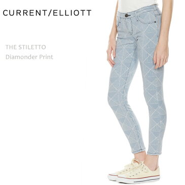 【SALE】CURRENT ELLIOTT（カレントエリオット）THE STILETTO Diamonder Printクロップドスキニー/カラーデニム/プリントデニム