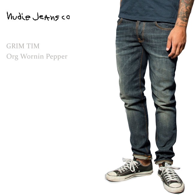 楽天BLUE　ADDICT【SALE】Nudie Jeans（ヌーディー・ジーンズ）　GRIM TIM Organic Wornin Pepperグリムティム タイトストレート メンズデニム デニムパンツ ジーンズ