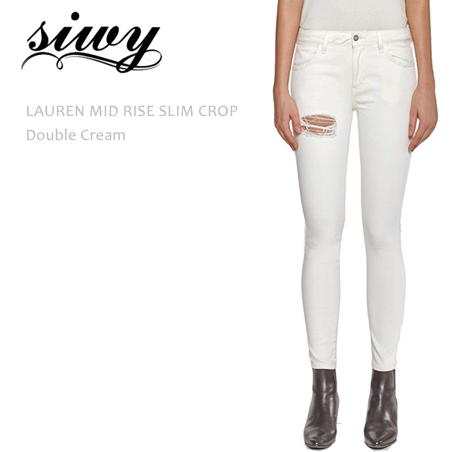 【SALE】Siwy（シィーウィー）LAUREN MID RISE CROP SKINNY Double Creamスキニー/クロップド/スリム/ホワイトデニム/カラーデニム/ダメージ加工