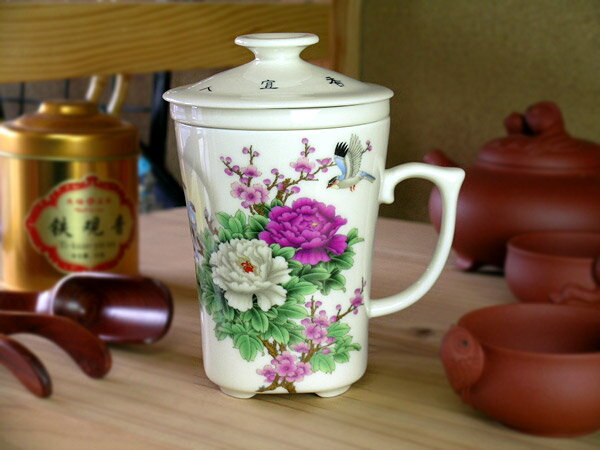 茶漉し付きマグカップ【花鳥】