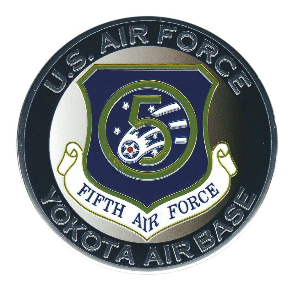 米軍グッズ 米軍ステッカー 彫金ステッカーアメリカ 空軍 第5空軍 YOKOTA