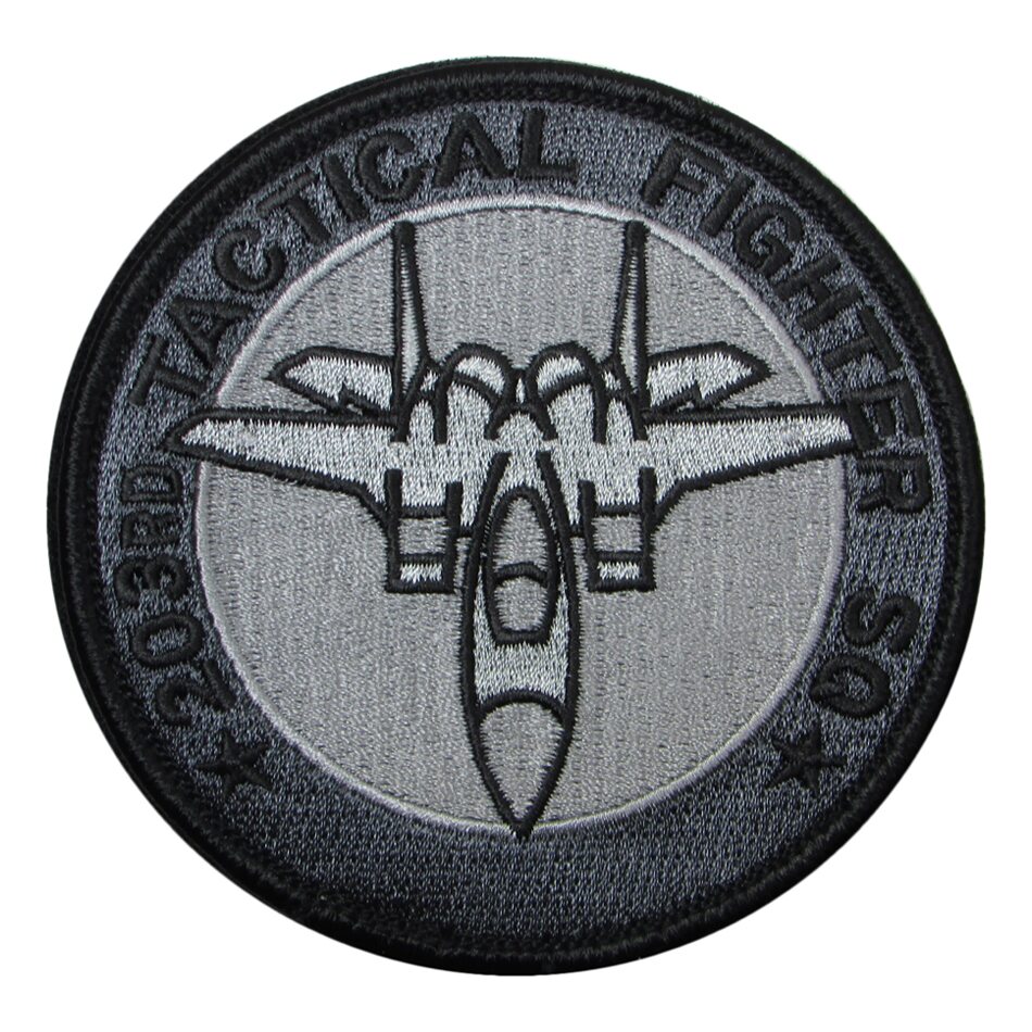 自衛隊 ワッペン 千歳基地 第203飛行隊 F-15 パッチ グレーロービジ ベルクロ付 自衛隊グッズ 自衛隊ワッペン