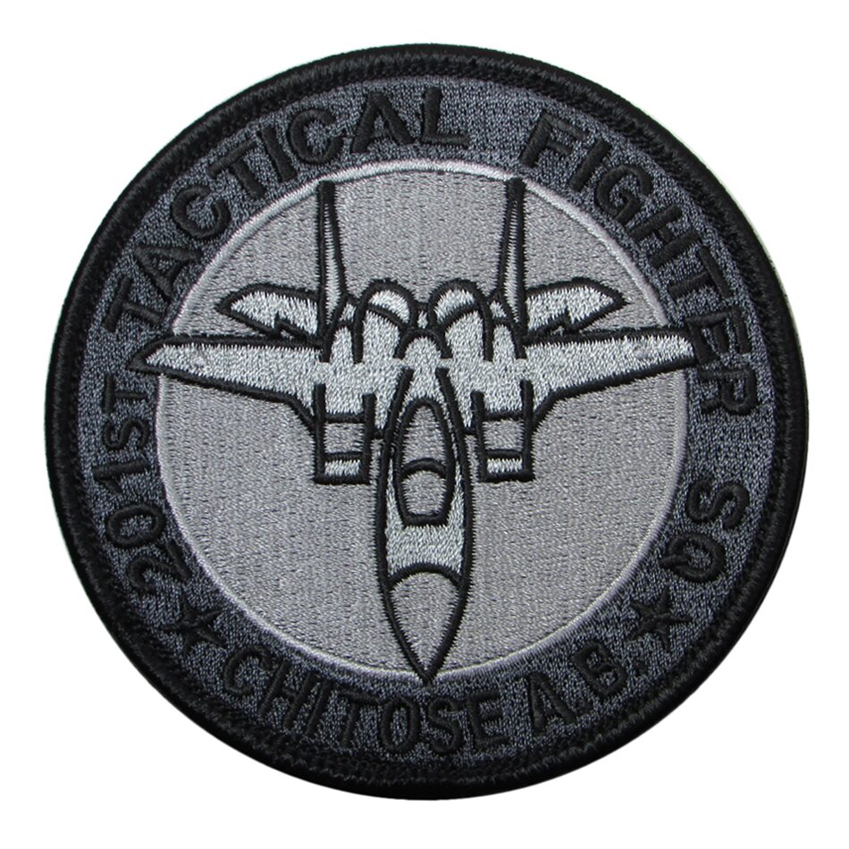 自衛隊 ワッペン 千歳基地 第201飛行隊 F-15 パッチ グレーロービジ ベルクロ付 自衛隊グッズ 自衛隊ワッペン