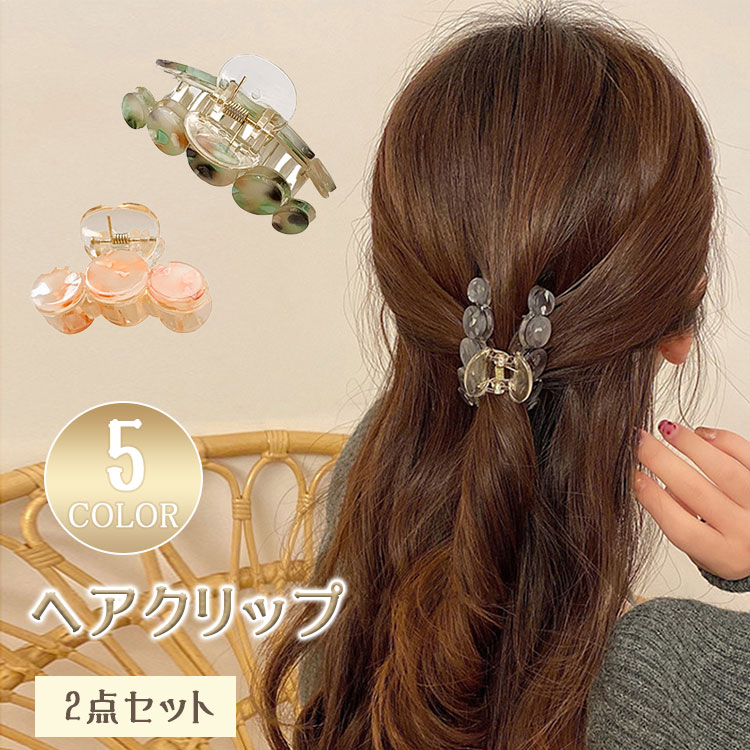 Rakuten - 【最大20％OFFクーポン】ヘアクリップ 2点セット バンスクリップ バレッタ ヘアアクセサリー ミニ 大きめ 韓国風 透明 クリア ハーフアップ まとめ髪 ヘアアレンジ レディース 大人 かわいい 春夏 シンプル オルチャン
