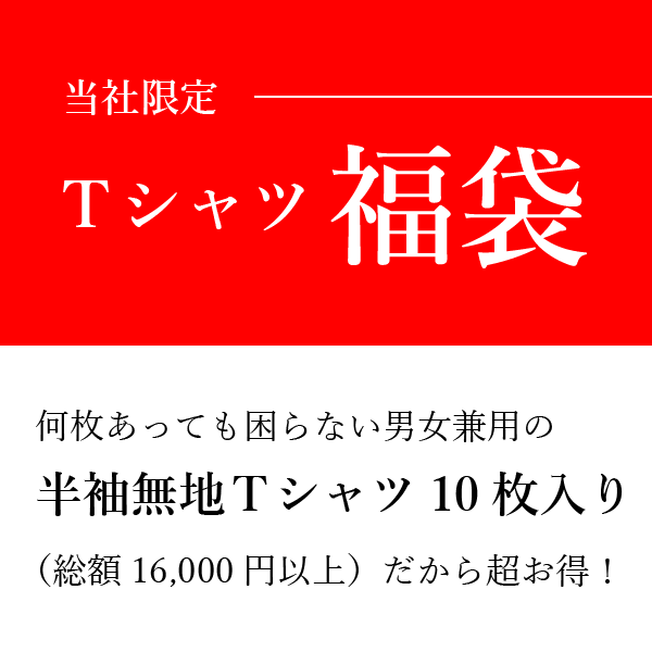 【Tシャツ福袋】半袖無地Tシャツ10枚（白or黒2枚＋おまかせ8枚） 何枚あっても困らない 男女兼用