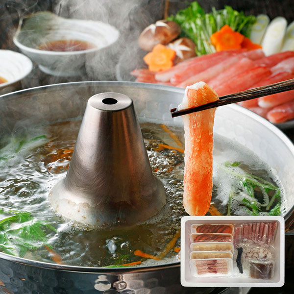 海鮮しゃぶしゃぶセット (生ずわいがに300g、たこ100g×2、生甘海老×10本、生帆立貝柱100g×2、サーモン100g×2、昆布、たれ)