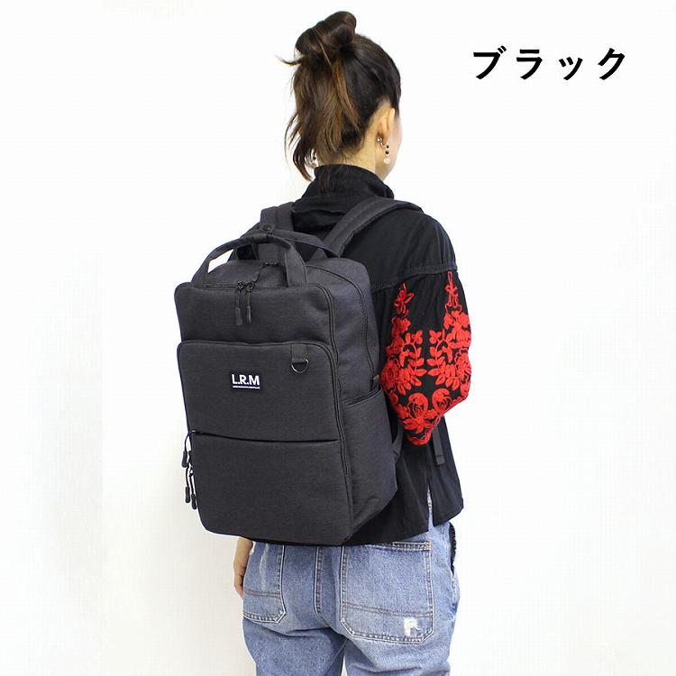 【クーポン対象26日1：59まで】LRM 10ポケットスクエア3層リュック 多収納 ビジネス ビジカジ メンズ リュック レディース 男女兼用 ブラック ネイビー カーキ グレー 仕切り バックパック デイパック ポリリュック ブランド 高見え プチプラ あす楽cmk0541