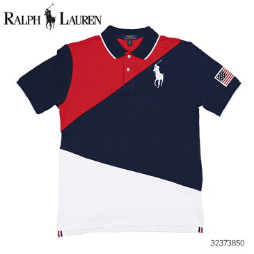 ポロ ラルフローレン 【POLO RALPH LAUREN】323738507 ボーイズ ポロシャツ 半袖 トップス メンズ 男性 ビッグポニー 星条旗 アメリカ国旗 コットン ネイビー【ネコポス発送のみ送料無料】