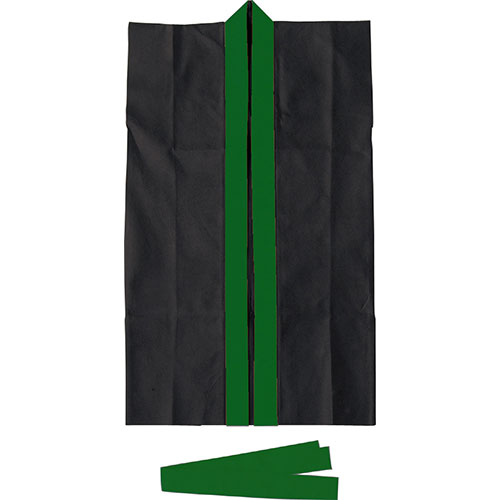 【20個セット】 ARTEC ロングハッピ不織布 黒(緑襟)S(ハチマキ付) ATC3263X20【メーカー直送】