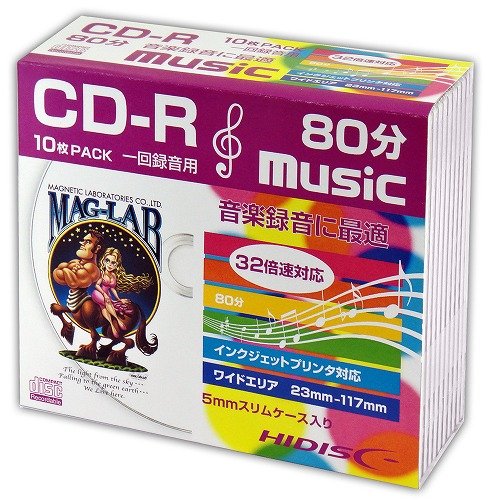 【10P×5セット】 HIDISC CD-R 音楽用5mmスリムケース HDCR80GMP10SCX5【メーカー直送】