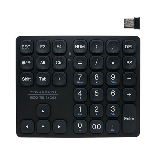 ミヨシ 方向キー付2.4GHzワイヤレステンキー ブラック TEN24G02/BK【メーカー直送】