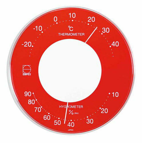 EMPEX 温度・湿度計 セレナカラー 丸型 置き掛け兼用 LV-4355 レッド【メーカー直送】 EMPEX 温度・湿度計 セレナカラー 丸型 置き掛け兼用 LV-4355 レッド【メーカー直送】