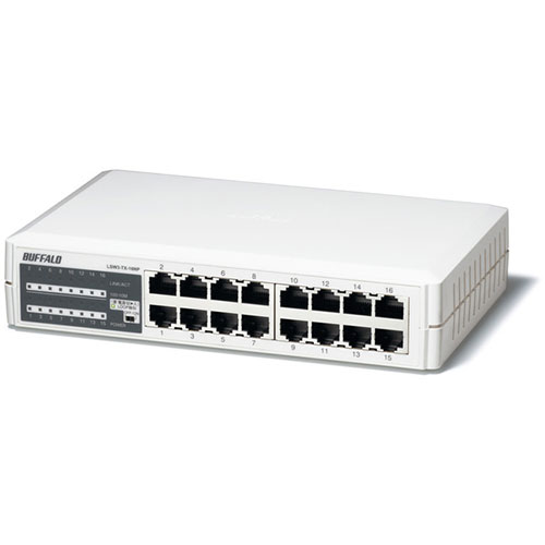 BUFFALO バッファロー バッファロー10 100MスイッチングHub プラスチック筐体 電源内蔵モデル 16ポート LSW3-TX-16NP【メーカー直送】