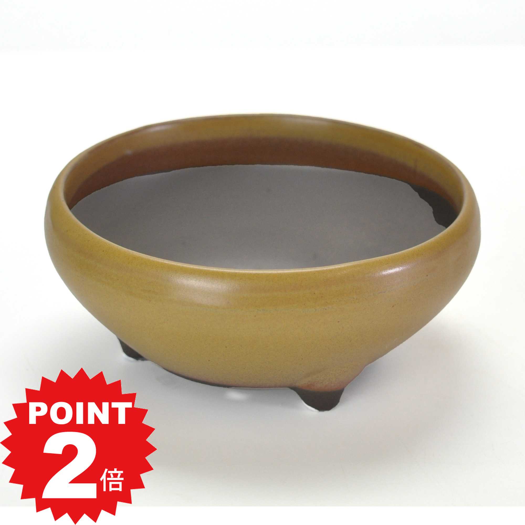 ポイント2倍〜11日まで！盆栽鉢 植木鉢 瀬戸焼 黄5号鉄鉢 幅15.7cm奥行き15.7cm高...