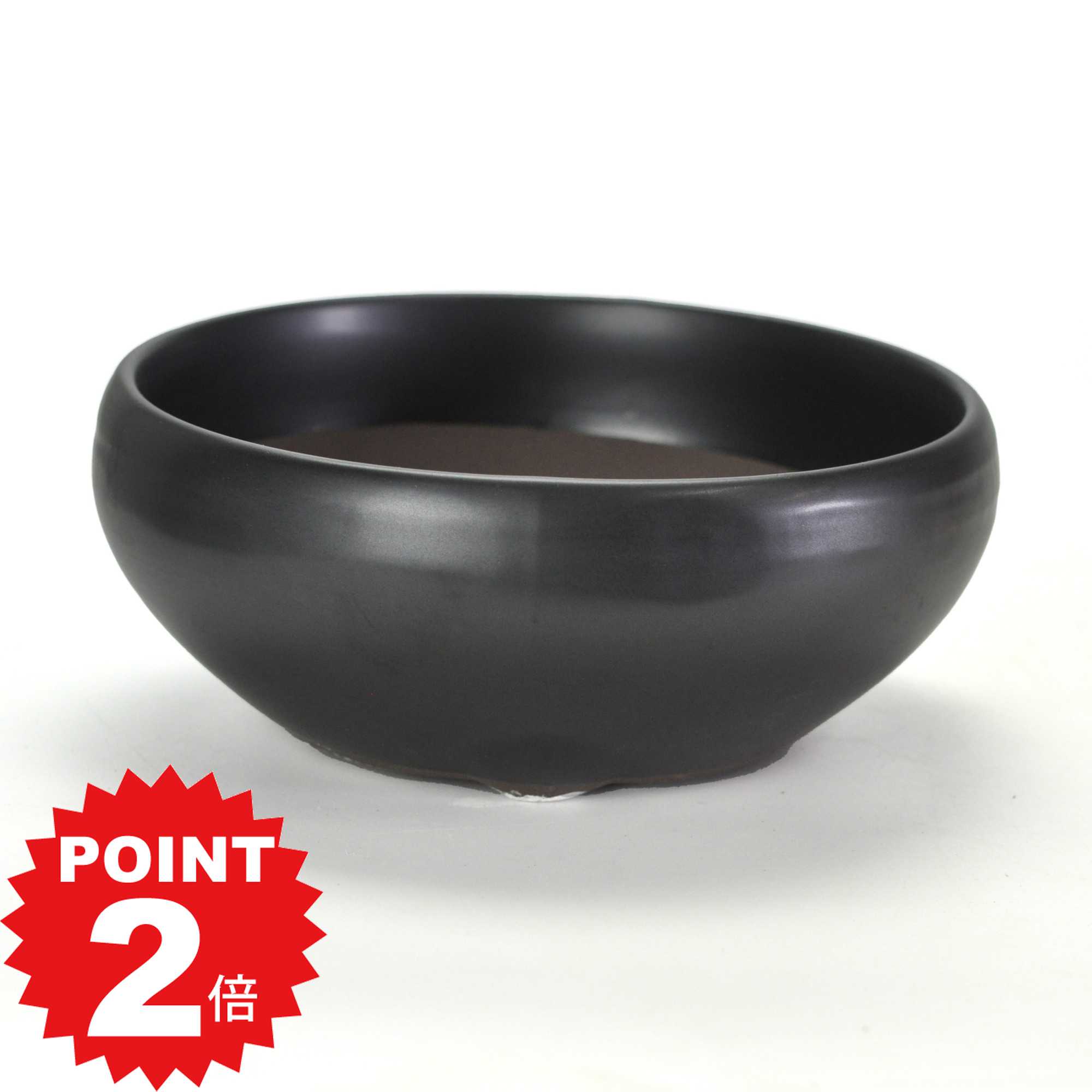 ポイント2倍〜11日まで！盆栽鉢 植木鉢 瀬戸焼 黒マット6号鉄鉢 幅19cm奥行き19cm...