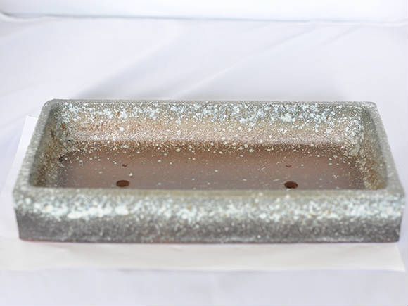 【盆栽鉢】寄せ植え鉢　白雪 青窯変長方　【12号】【 】