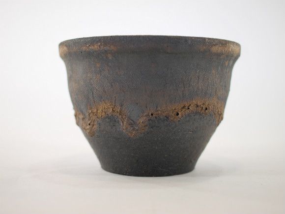 盆栽鉢 山野草鉢 信楽焼 幅 約12cm 高さ 約 8.5cm 4号 金彩丸中深 4号鉢 焦げ茶 茶系 陶器鉢 ミニ盆栽鉢 手造り 鉢 陶器 植木鉢 和鉢 小鉢 盆栽用 鉢 盆栽小鉢 濃い茶色 黒みがかった 山野草