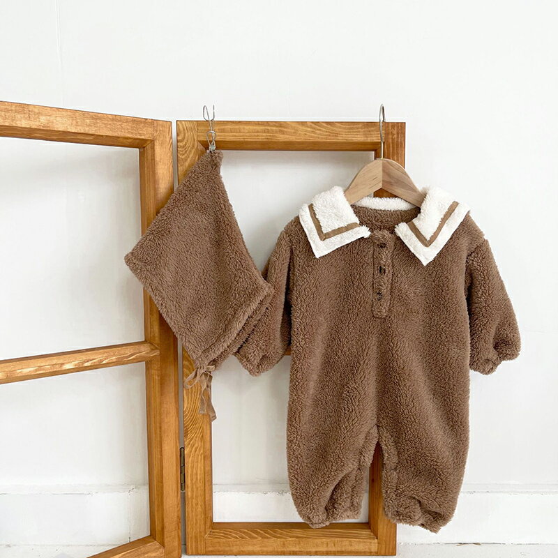 2000円→900円 ロンパース もこもこ ベビー 60cm 70cm 80cm ベビー 帽子付き 2点セット 綿 カジュアル カバーオール かわいい オールシーズン 春 秋 冬 おしゃれ 赤ちゃん キッズ 出産祝い 出産準備 2