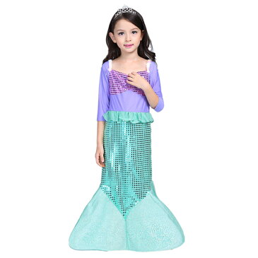 マーメイド コスチューム 人魚姫 マーメイドスーツ 衣装 ドレス ワンピース リトルマーメイド キラキラ 長袖 セレブキッズ 動物変装 プリンセス フリル 仮装 子供 アニメ風 変装 パーティ コスプレ 文化祭 学園祭 忘年会 新年会 クリスマス