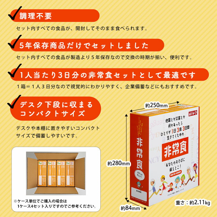 非常食セット アスト 新・備非常食 1日3食3日間セット 5年保存 9食 防災 非常食 保存食 備蓄食 長期保存 オフィス bousaikan-10010311 あんしんの殿堂防災館 サンプル画像3