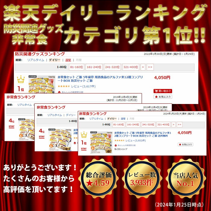 非常食尾西食品のアルファ米12種『新しくなったコンプリートBOXR』【送料無料】【レビューでプレゼント付き】
