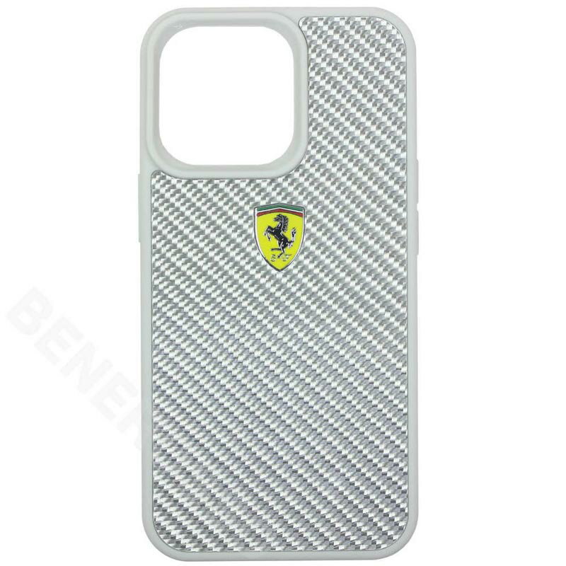 Rakuten - フェラーリ iPhone13Pro リアルカーボン ハードケース メタルロゴ シルバー FEHCP13LFCASI