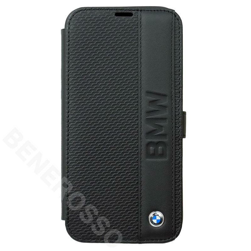 Rakuten - BMW iPhone 14Plus レザー ブックタイプケース BIG LOGO STRIPE ブラック BMBKP14M22RDPK