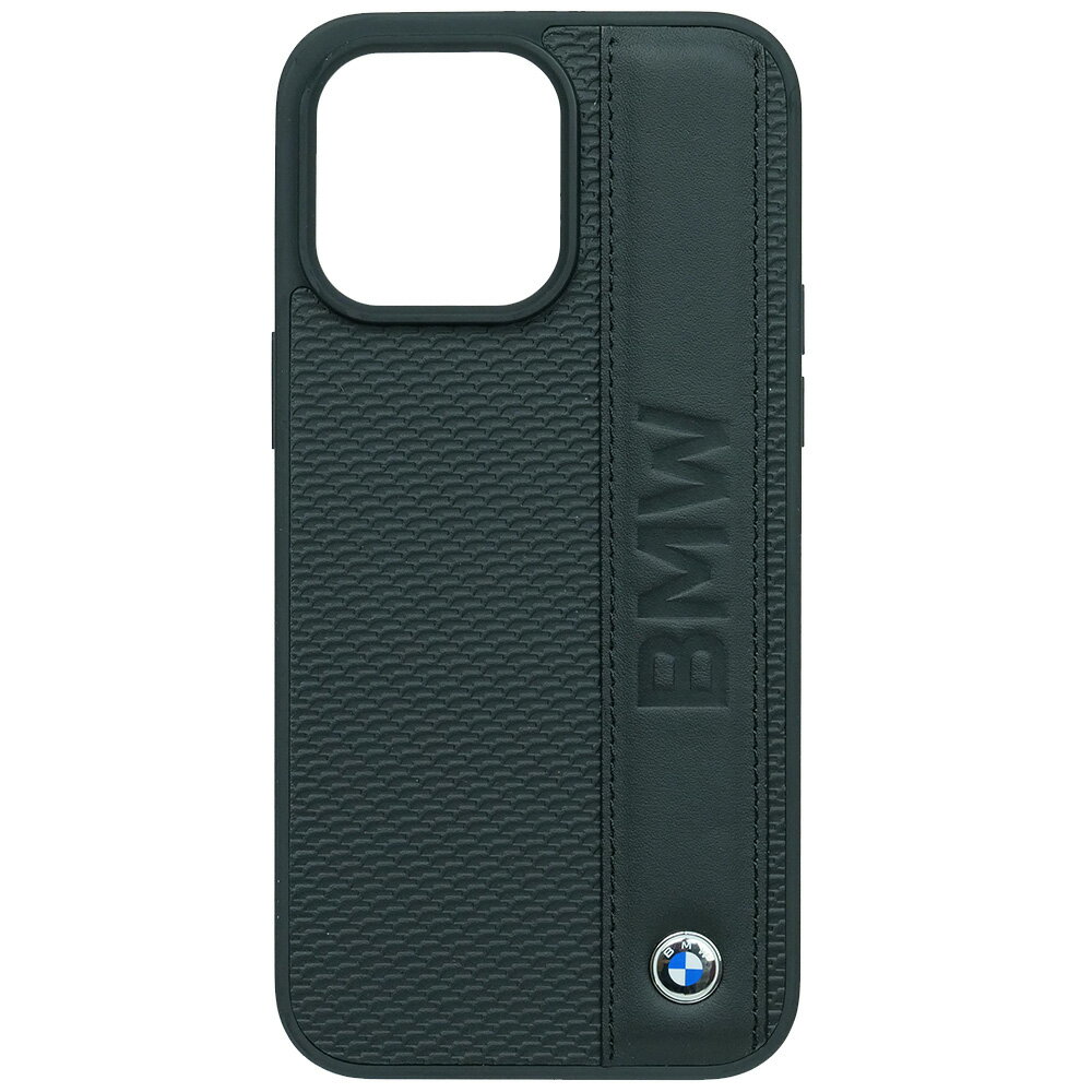 樂天商城 - BMW iPhone 15ProMax レザー バックカバー BIG LOGO STRIPE ブラック BMHCP15X22RDPK