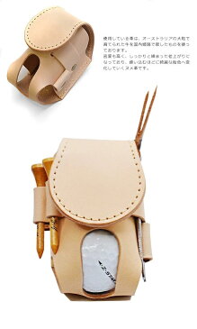 ゴルフボール・ティー・グリーンフォーク 収納 ケース ホルダー ナチュラル ゴルフ用品 ヌメ革 牛革 牛皮 本革 本皮 国産 日本製 AS-GOLF-HOLDER-COW-TN