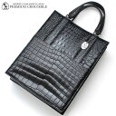 縦型トートバッグ クロコダイル マットブラック 黒 ワニ革 CROCODILE 鰐革 クロコダイルトート 本革 メンズ レディース A4収納可 バック かばん ...