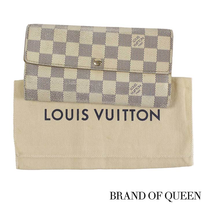 【楽天スーパーSALE 10 OFF】ヴィトン Louis Vuitton ダミエ アズール 長財布 ルイヴィトン 財布 【ヴィトン レディース長財布 中古】 ダミエアズール damier 新型カード10枚型 ポルトフォイユ サラ N61735 【あす楽 送料無料 楽天倉庫出荷 無料 ラッピング】