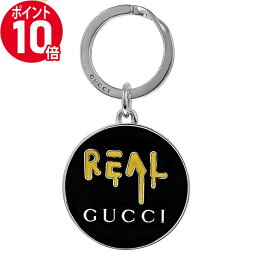 グッチ キーホルダー（レディース） 《ポイント10倍_21日23:59迄》〈大特価セール〉グッチ キーリング GUCCI メンズ REAL ロゴ プレート キーホルダー シルバー×ブラック 478646 J89L0 8490 | ブランド