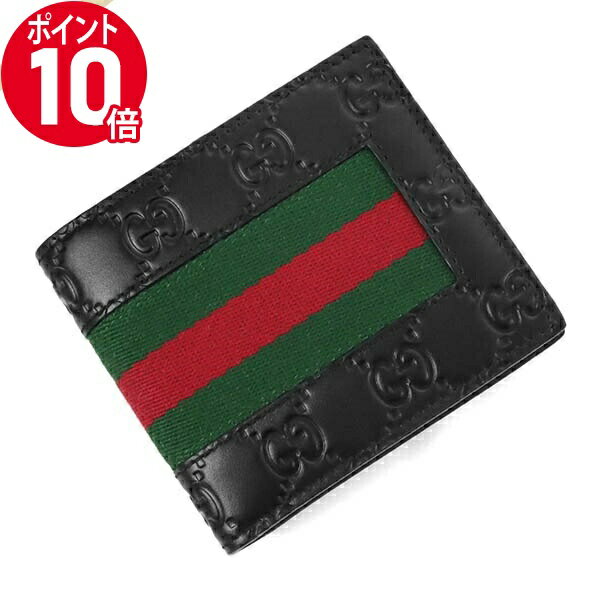 グッチ 二つ折り財布（メンズ） 《P10倍_11日01:59まで》グッチ 二つ折り財布 GUCCI 財布 メンズ ウェブライン 札入れ ブラック 408827 CWCLN 1060 | ブランド