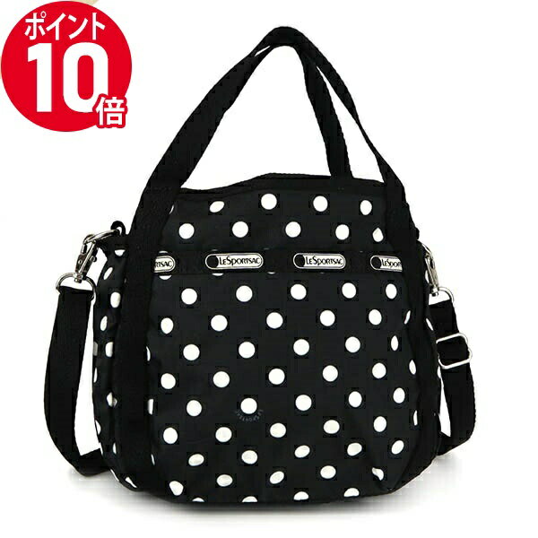 《ポイント10倍_15日23:59迄》レスポートサック ショルダーバッグ レディース LeSportsac SMALL JENNI 2way ミニトートバッグ 水玉 ドット柄 ブラック ホワイト 8056 D786 | ブランド