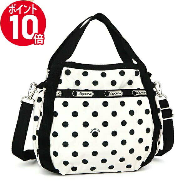 《ポイント10倍_15日23:59迄》レスポートサック ショルダーバッグ レディース LeSportsac SMALL JENNI 2way ミニトートバッグ 水玉 ドット柄 ホワイト×ブラック 8056 D788 | ブランド