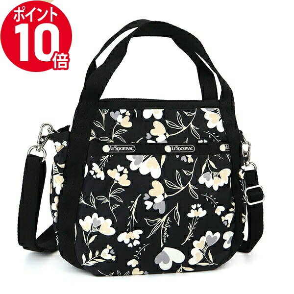 《P5倍&クーポン_10日23:59迄》レスポートサック ショルダーバッグ レディース LeSportsac SMALL JENNI 2way ミニトートバッグ ハート柄 ブラック系 8056 F534 | ブランド