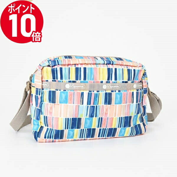 《ポイント10倍_20日23:59迄》レスポートサック ショルダーバッグ LeSportsac MINI CROSSBODY ペイント風タイル柄 ピンク×ブルー系マルチカラー レディース 2434 F978 ブランド