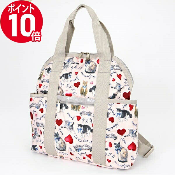 《P10倍_5日23:59迄》レスポートサック ミニボストンバッグ LeSportsac DOUBLE TROUBLE キャット柄 ライトピンク×ベージュ 2442 E479 | ブランド