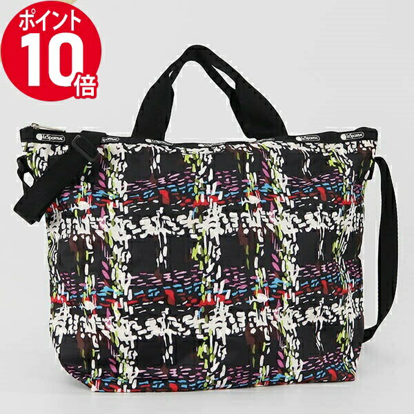 トートバッグ 《P10倍_11日01:59まで》レスポートサック トートバッグ LeSportsac DELUXE EASY CARRY TOTE 2wayショルダーバッグ チェック柄風 ブラック系マルチカラー レディース 4360 E474