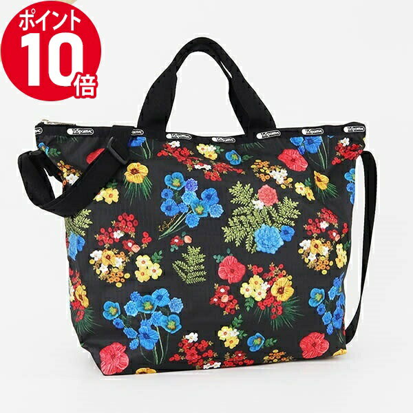 《ポイント10倍_15日23:59迄》レスポートサック トートバッグ LeSportsac DELUXE EASY CARRY TOTE 2wayショルダーバッグ 花柄 ブラック系マルチカラー レディース 4360 E477 | ブランド