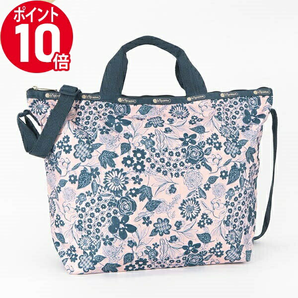 《ポイント10倍_15日23:59迄》レスポートサック トートバッグ LeSportsac DELUXE EASY CARRY TOTE 2wayショルダーバッグ ボタニカル柄 ピンク×ブルー レディース 4360 E483