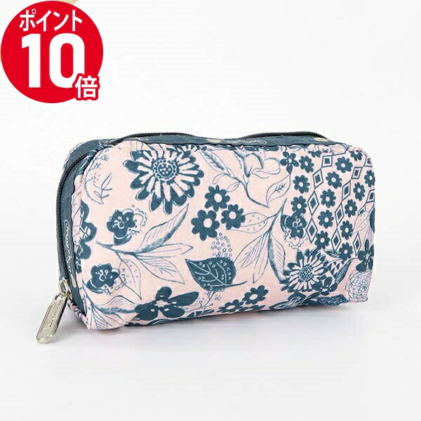 《ポイント10倍_15日23:59迄》レスポートサック ポーチ LeSportsac RECTANGULAR COSMETIC ボタニカル柄 ピンク×ブルー レディース 6511 E483 | メール便送料無料 | ブランド