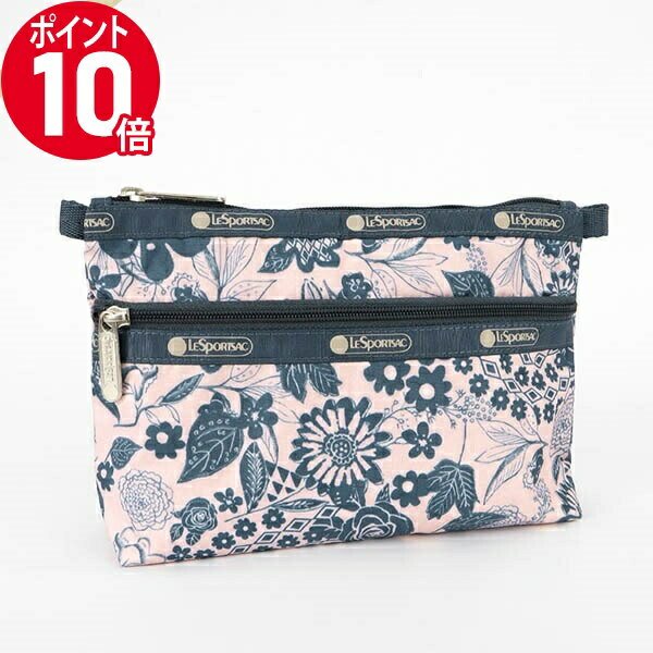 レスポートサック ポーチ（レディース） 《ポイント10倍_15日23:59迄》レスポートサック ポーチ LeSportsac COSMETIC CLUTCH ボタニカル柄 ピンク×ブルー レディース 7105 E483 | ブランド