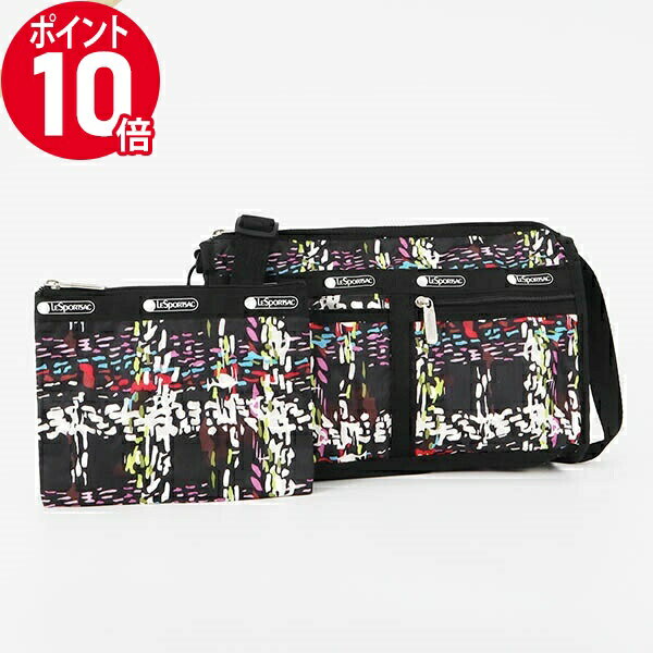 《ポイント10倍_12日23:59迄》レスポートサック ショルダーバッグ LeSportsac DELUXE SHOULDER SATCHEL チェック柄風 ブラック系マルチカラー レディース 7519 E474