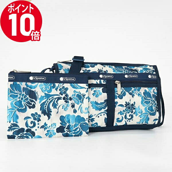 ショルダーバッグ 《ポイント10倍_15日23:59迄》レスポートサック ショルダーバッグ LeSportsac DELUXE SHOULDER SATCHEL 花柄 ブルー×ホワイト系 レディース 7519 E478