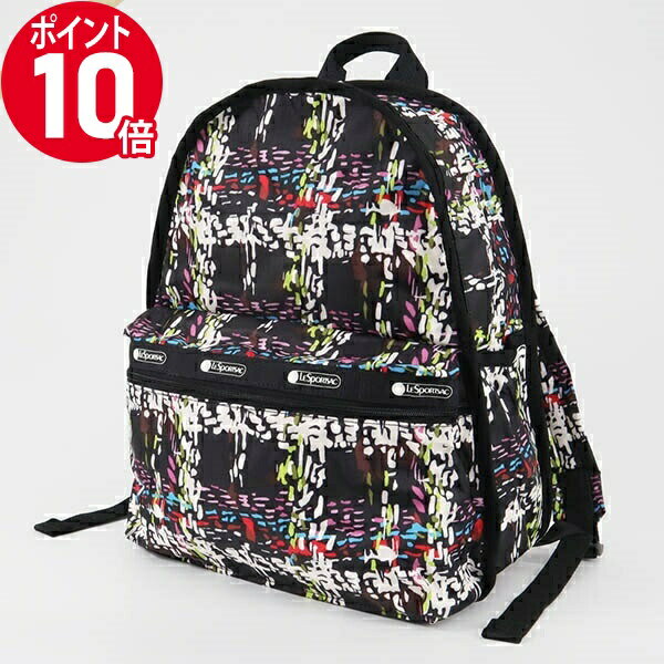 《ポイント10倍_15日23:59迄》LeSportsac レスポートサック リュックサック BASIC BACKPACK チェック柄風 ブラック系マルチカラー 7812 E474