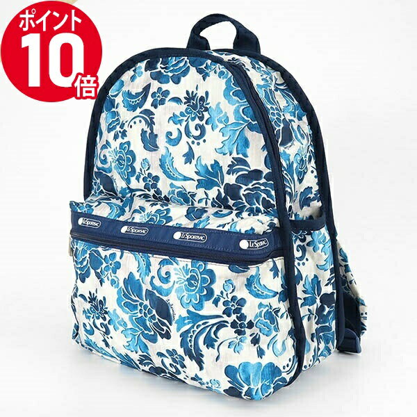 《ポイント10倍_15日23:59迄》LeSportsac レスポートサック リュックサック BASIC BACKPACK 花柄 ブルー×ホワイト系 7812 E478